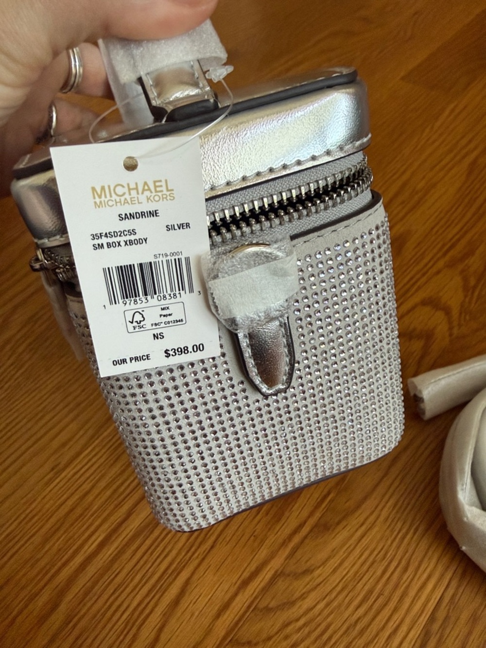 Michael Kors Silver Mini Vanity Bag with Strap - Picture 5 of 7